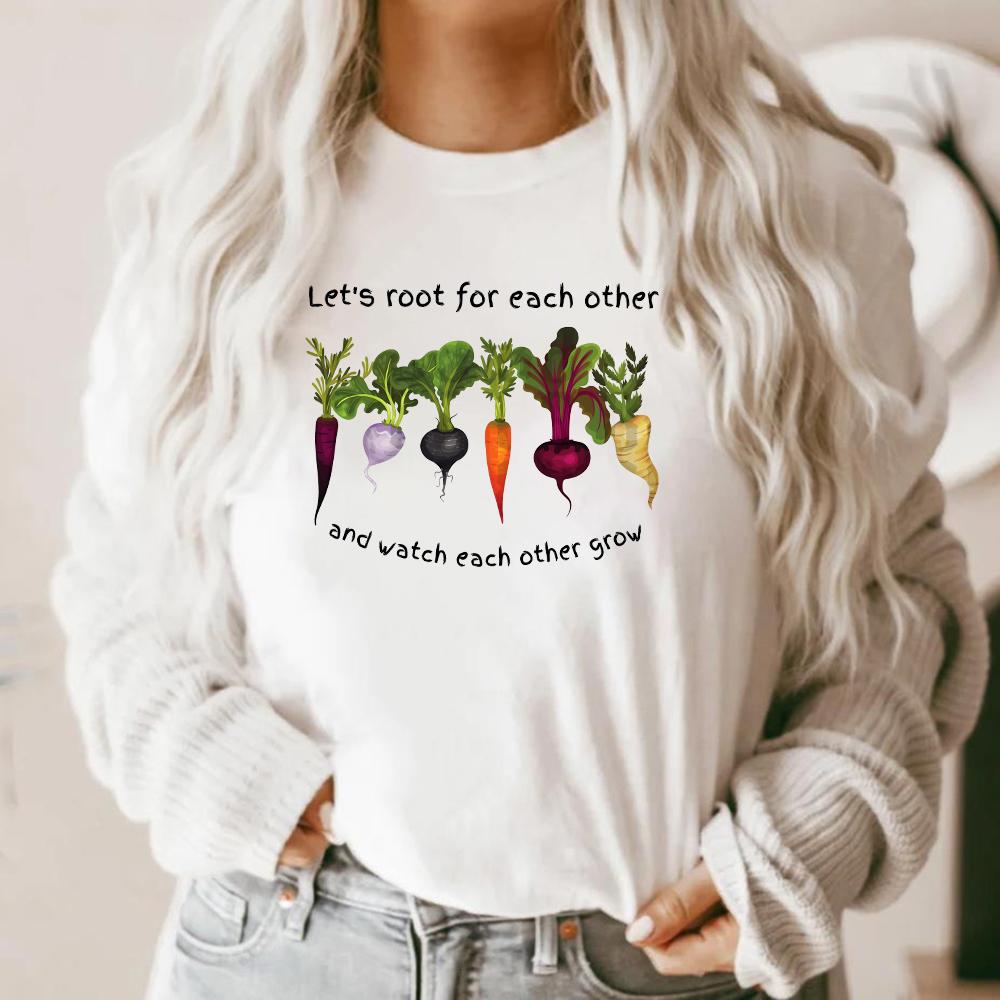 Vegetable T Shirt Let s Root for Each Other Tee Gardening Shirt Watch Each Other Grow Shirt Vegetables Lover Gift Casual Tops S