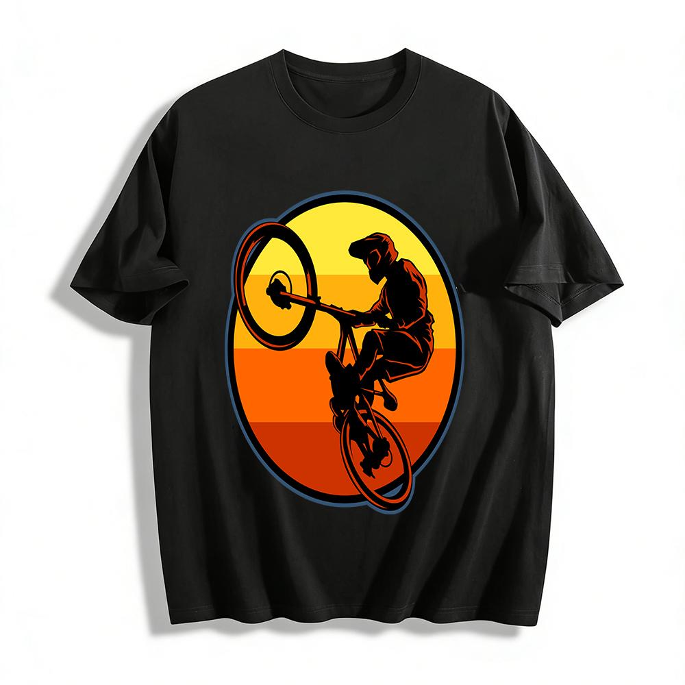 Vintage Mountain Bike Stunt Riding Graphic Print Top Pure cotton T-shirt XXS