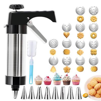 Cookie Press Stainless Steel Cookie Cutter Kit for Beginners Cookie Dough Extruder with Ergonomic Handle Cookie Decorating Tool