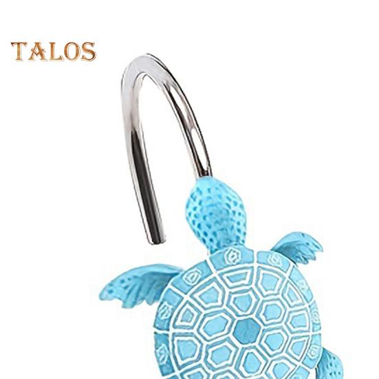 12Pcs Bathroom Sea Turtles Shower Curtain Hooks Rings Simple Installation Decorative Metal Shower Curtain Hanger Hooks