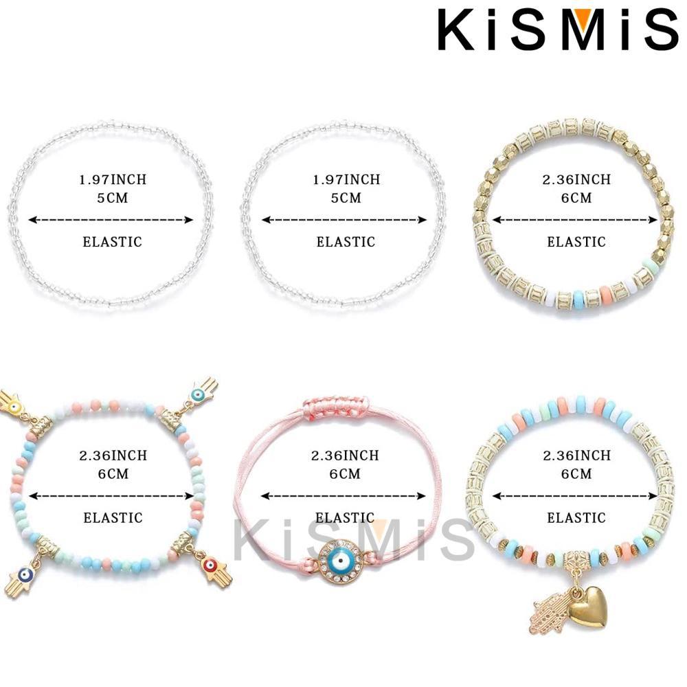 6Pcs Bohemian Stretch Beaded Bracelets Multi Layer Evil Eye Hand Bracelet Stackable Handmade Jewelry Accessories