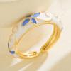 Colorful Oil-Drop Enamel Ring Versatile Drip Glazing Ring Vintage Flower Open Ring  Wedding