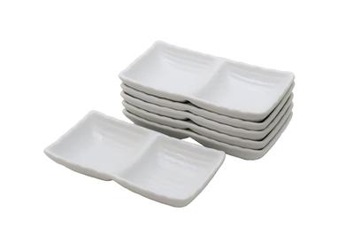 A Set of 6 Sturdy White Plates That Are a Repeat Purchase for Chefs At Popular Restaurants [Commercial Set] Two-dish