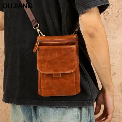 2025 Men's Genuine Leather Crossbody Messenger Bag - Casual Commuter Style