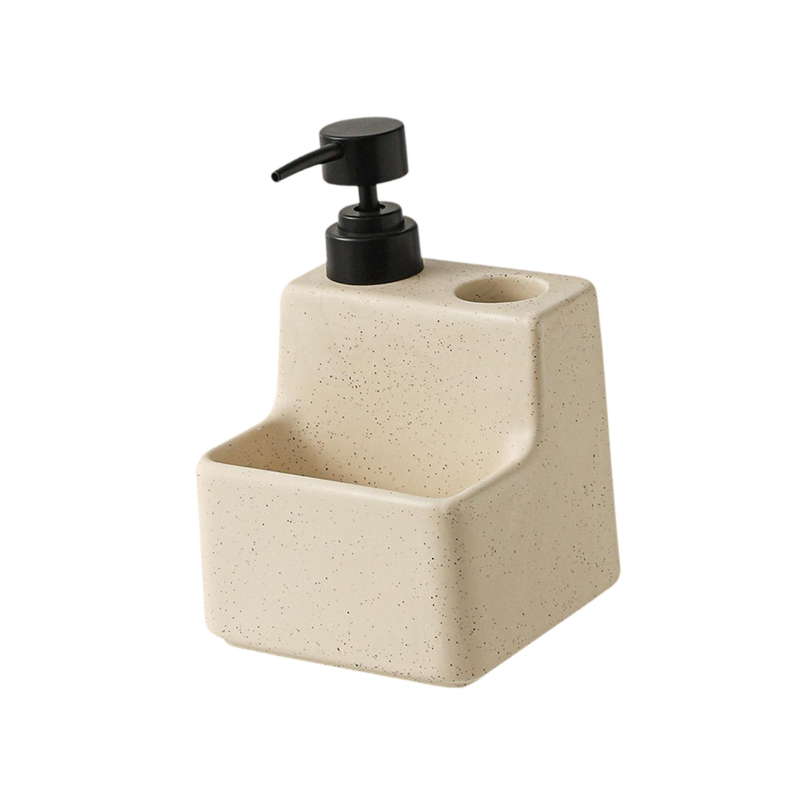Soap Dispenser with Sponge Holder,Pump Bottle,2 in 1,Ceramic,Refillable Dish Soap Dispenser Sponge Caddy for Bathroom Home Hotel бежевый