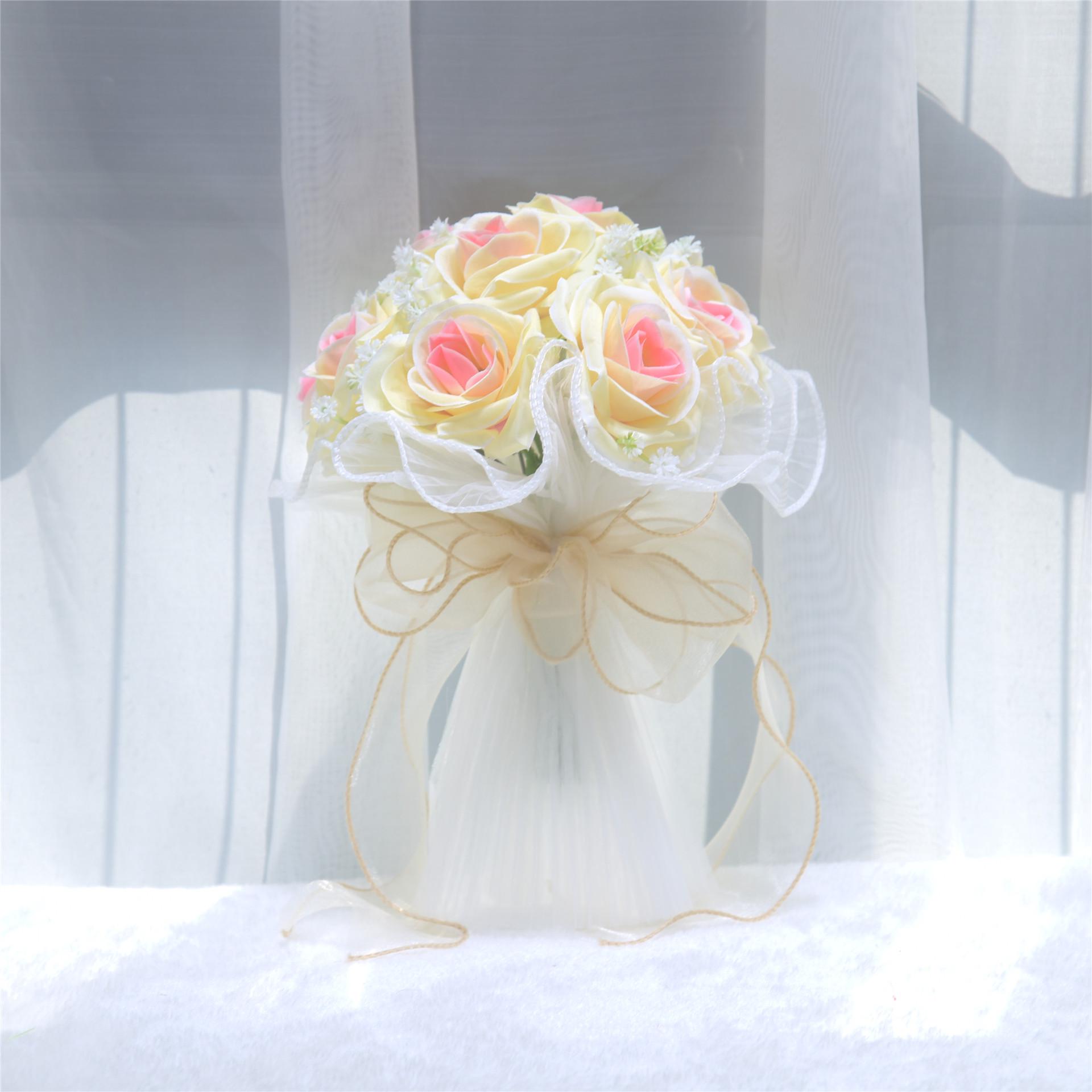 263 Симуляция Западного Свадебного Букета: Сетка с розами, искусственная цветочная композиция и сертификат