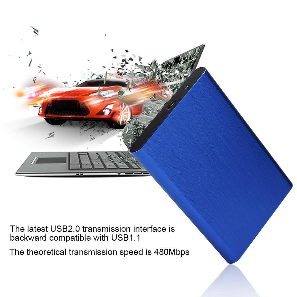 USB2.0 Aluminum Alloy Brushed Mobile Hard Disk Box with Shockproof for 2.5inch SATA HDD SSD Blue  (Not Inclube Hard