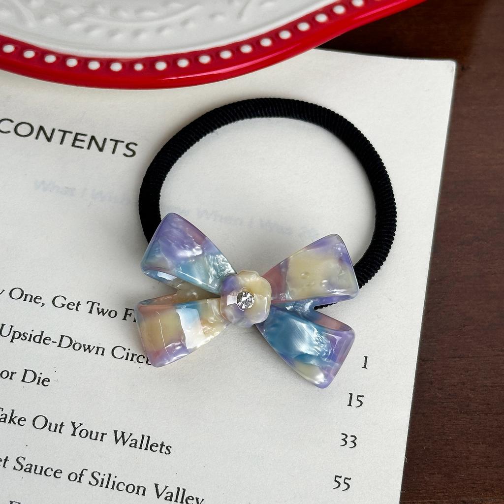 Korean New Cute 4.5cm Stereoscopic Bow Hair Tie Hair Clip For Sweet Girls Rhinestones Acetate Hair Rope Duckbill Clip