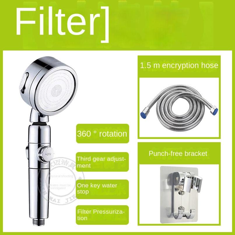 Pressurized Shower Head One Key Water Stop Hand Filter Dechlorination Skin Care Shower High Pressure Head