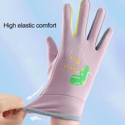 1 Pair Children Winter Gloves Waterproof Sport Gloves for 3-15Y Touchscreen High Elasticity Reflective Dinosaur Pattern Outdoor Playing Ski Gloves