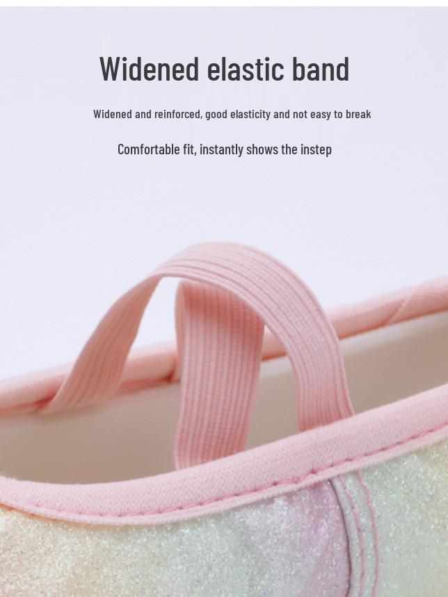 Girls' Sequin Rainbow Ballet Shoes with Soft Cat Paw Soles for Dance Practice & Performance