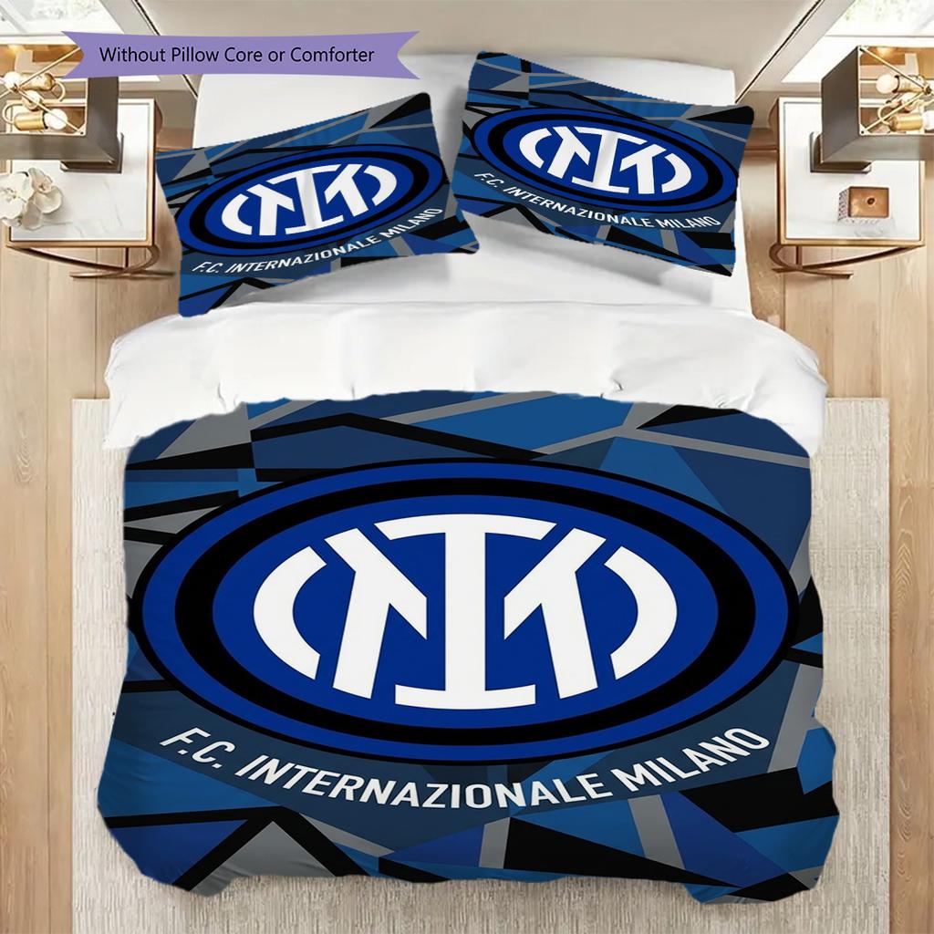 Biancheria da letto con design dello stemma dell'Inter (1 * copripiumino + 2 * federa, senza nucleo) Regalo di compleanno di Natale Set biancheria da letto Morbido e confortevole