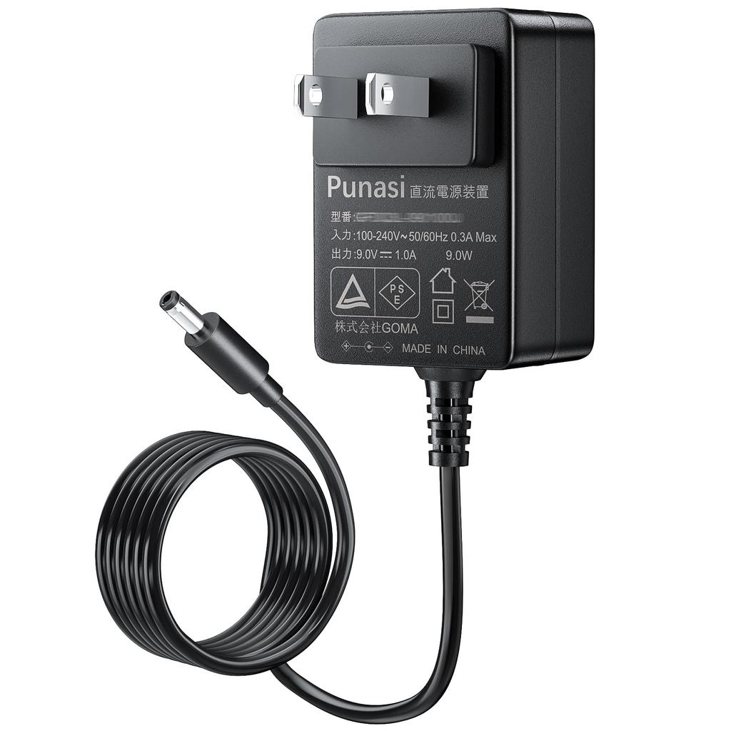 Punasi ZOOM AC Adapter 9V DC9V Output 9V 1A AC Adapter Center PSE Certified 200cm AD-16 (-) 5.52.1mm Length