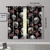 2pcs, Creative Curtains Grey Skull & Floral Peel Versatile 100% Polyester (without Rod) Stuff Clearance Ldeal for Bedroom,