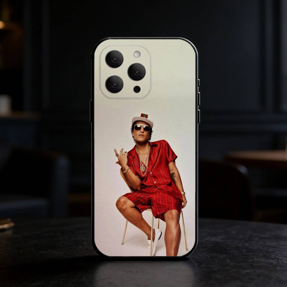 Singer B-Bruno Mars Phone Case For iPhone 17,16,15,14,13,12,11 Plus,Pro,Max,Mini Silicone black Soft Cover
