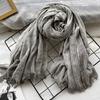 Autumn and winter new solid color blended polyester and cotton scarf women's retro dirty dyed striped shawl versatile scarf men