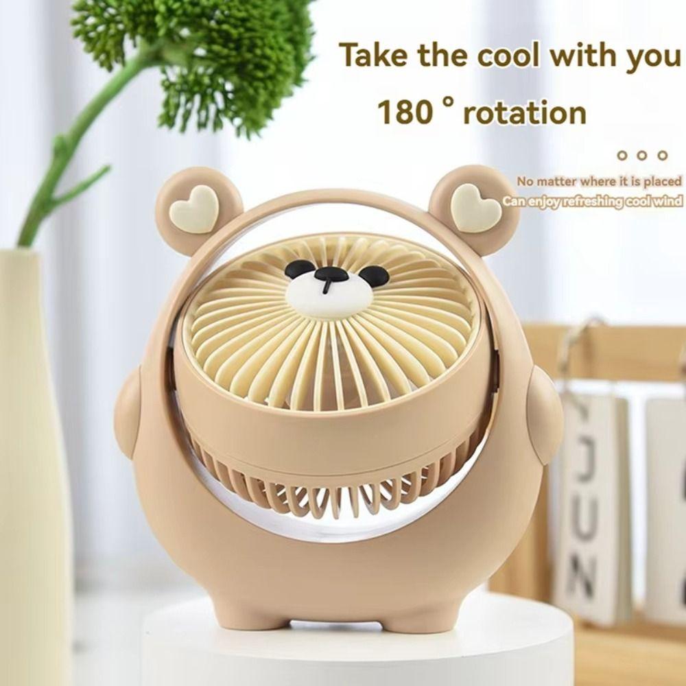 Cartoon Bear Handheld Fan USB Charging Student Desktop Fan Cute Small Fan