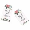100PCS Green Leaves Thank You Cards Flower Pattern Wrapping Cards Thank You Labels Paper Green Plant Gift Wrap Decoration Cards