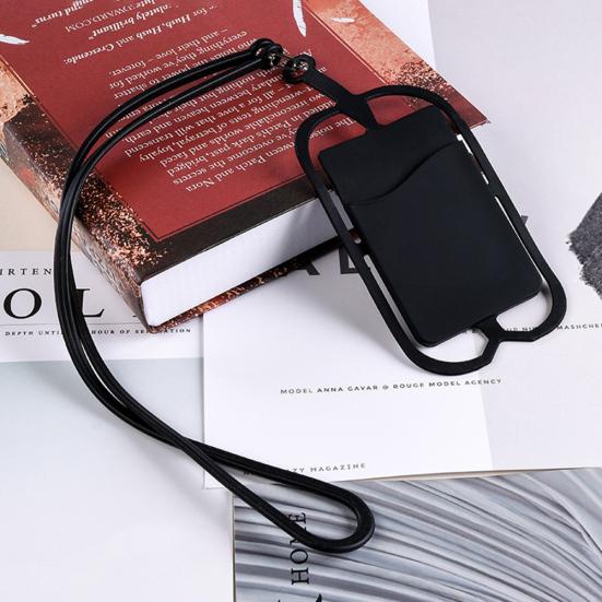 Silicone Phone Back Holder with Lanyard Case Card Sling Necklace Strap Neck Cord