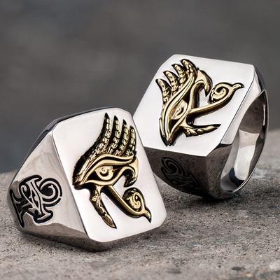 Nieuwe Herenmode Gepersonaliseerde Gouden Horus Oog Ring