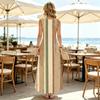 Sleeveless Bohemian Maxi Dress,Simple Striped Lightweight Loose Fit Full Skirt Flattering for Beach Vacation,Casual Travel & Daily Wear