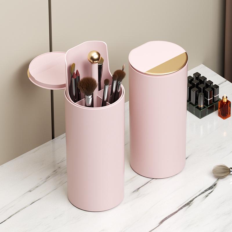 Automatic Lifting Dustproof Makeup Brush and Pencil Holder with Lid