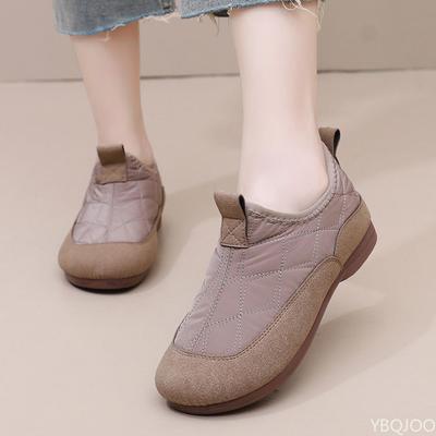 Winter Warme Damen Baumwollschuhe mit weicher Sohle Anti-Rutsch Lässige Flachboden Lässige Faule Baumwollschuhe Ein-Schritt-Schuhe Zapatos Mujer