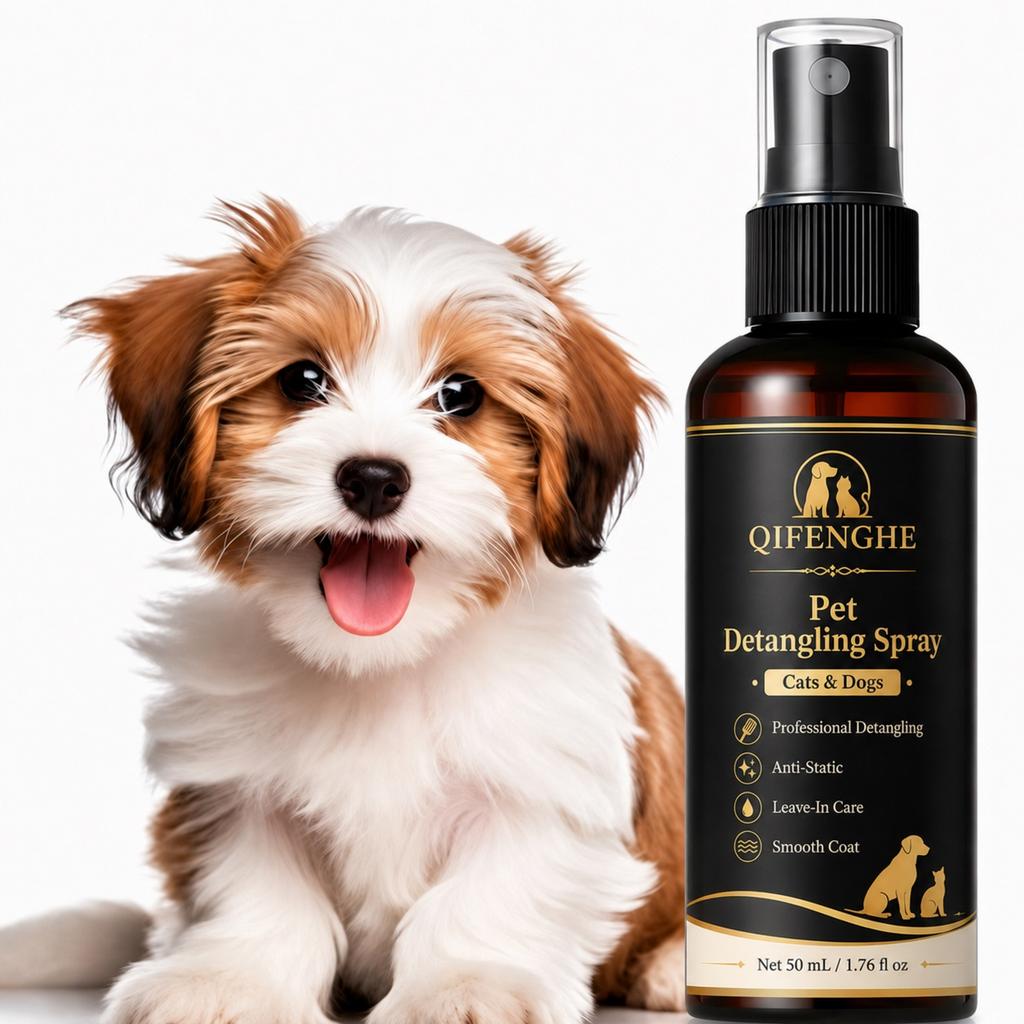 Dog Cat Grooming Detangling Spray Leave In Conditioner for Knots Tangles Frizz Dry Dull Fur Aloe Vitamin E Soft Shiny Coat 50ml 7