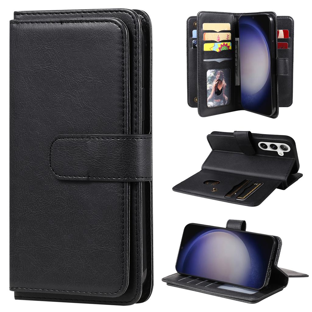 For Samsung Galaxy S25/S24 Leather Case with 10 Card Holder Phone Cover Stand