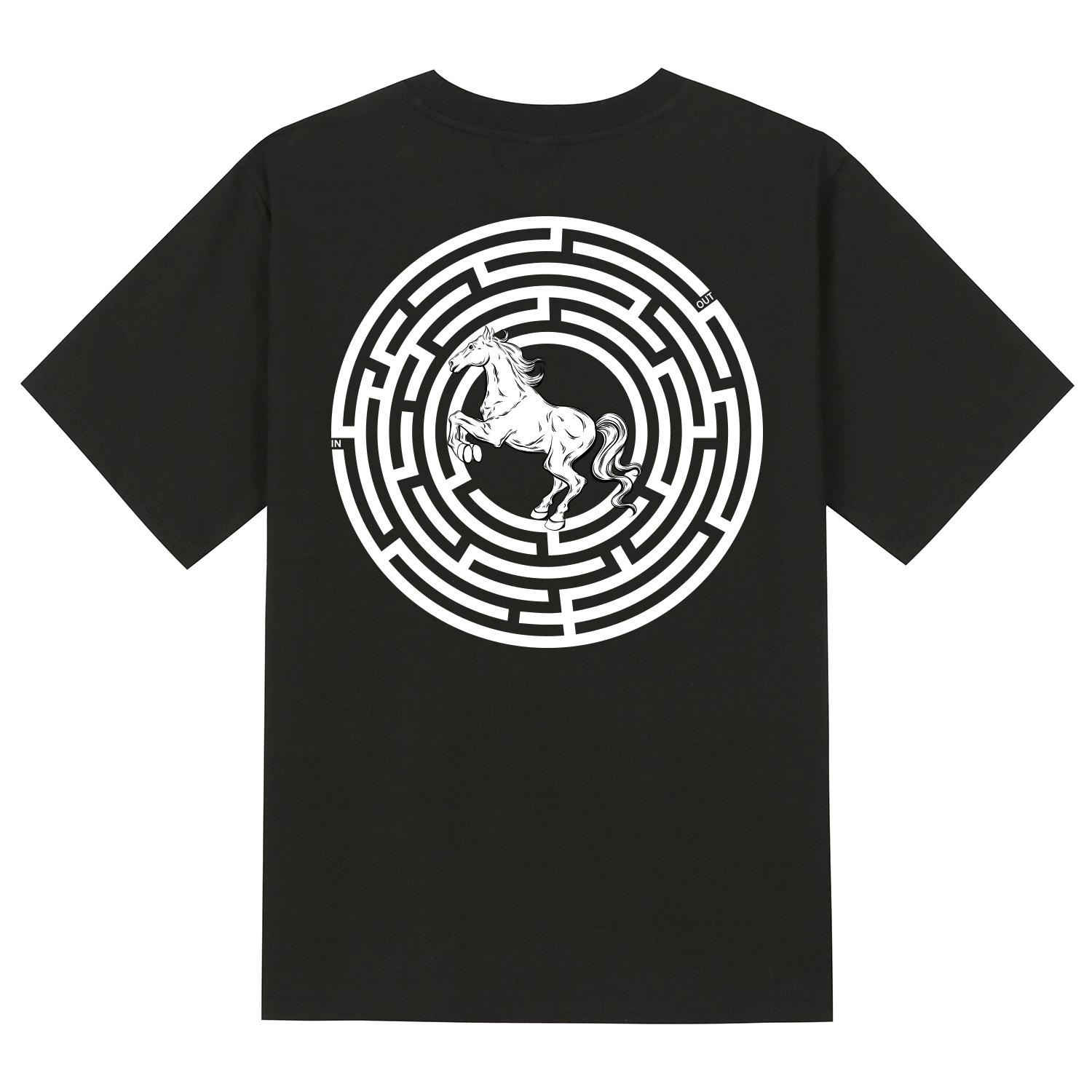 Khan 6312 Ktb0038 Circle Miro Short Sleeve T-Shirt - Black Black/L