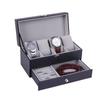 Watch Box PU Leather Jewelry Organizer Travel Display Case for Men /Women,4 Slots Magnetic Top,Black