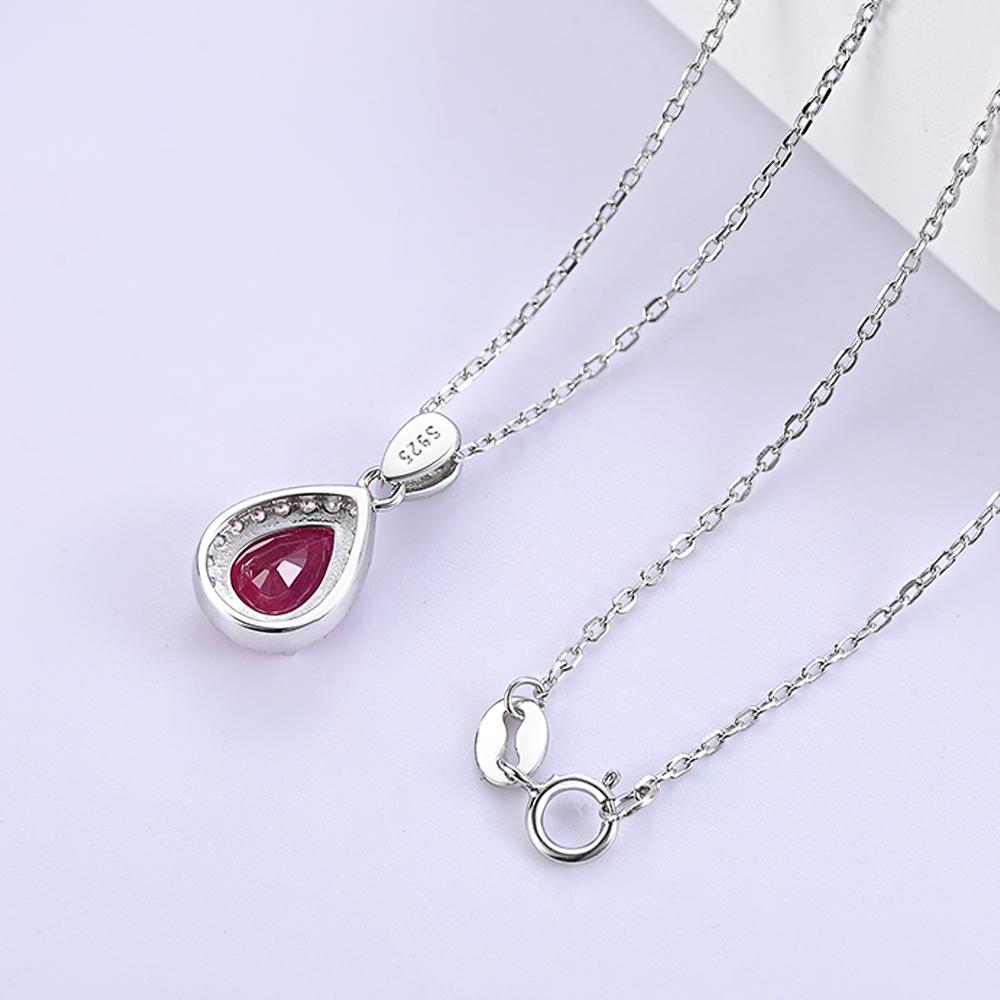 Exquiste Silver Ruby Pendant Necklace Small Elegant Designs S925 Silver Natural Gemstones Fine Jewelry for Women Daily Wear