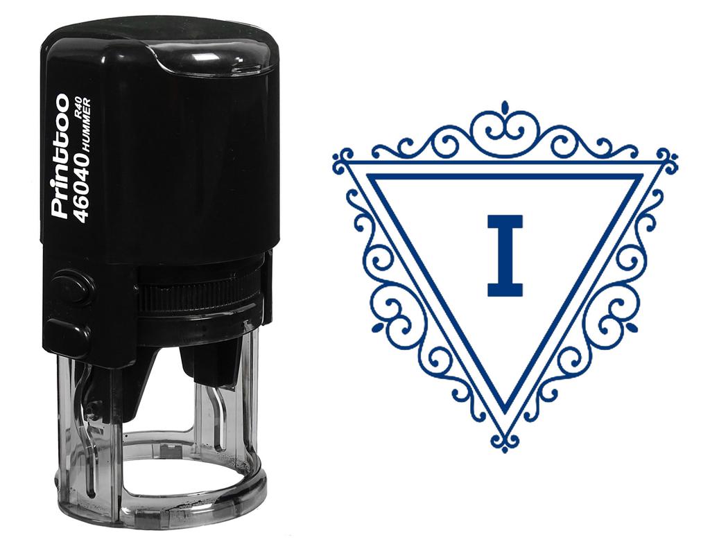 Printtoo Triangle Swirl Border I Alphabet Monogram Initial R-40 Self Inking Rubber Stamp Office