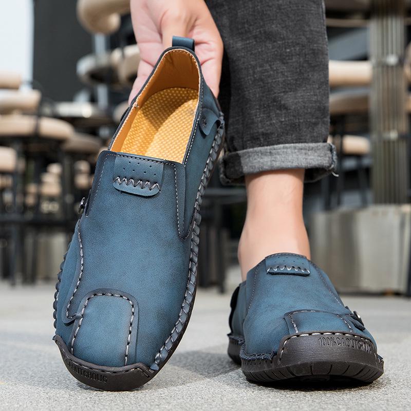 2025 Autumn Handmade Men's Large Size Casual Leather Slip-on Moccasins