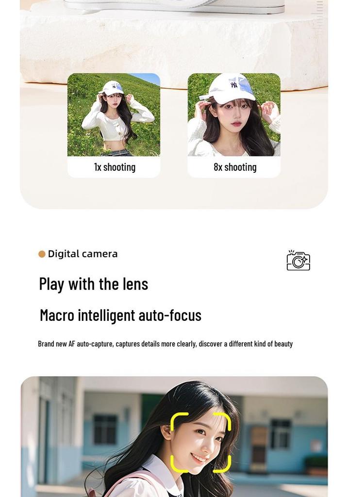 HD Dual Lens Retro Digital Camera with CCD Sensor for Travel, Campus, and Vlogging - Phone Upload Compatible