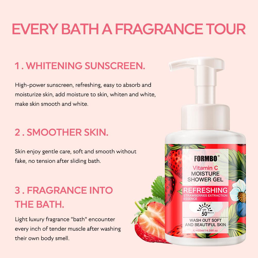 FORMBO Liquid Bubble Mousse Body Wash Fruit Scent Deep Cleansing Moisturizing Shower Gel for Men Women 500ml