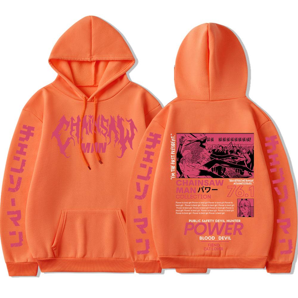 Chainsaw Man Anime Hooded Power Graphic Print Hoodie Men Women Clothes Plus Size Sweatshirt Harajuku Winter Warm Streetwear
