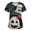 Women's Printing Uniform Work Uniform V-neck Pockets Basic Short Sleeve Pullover Top