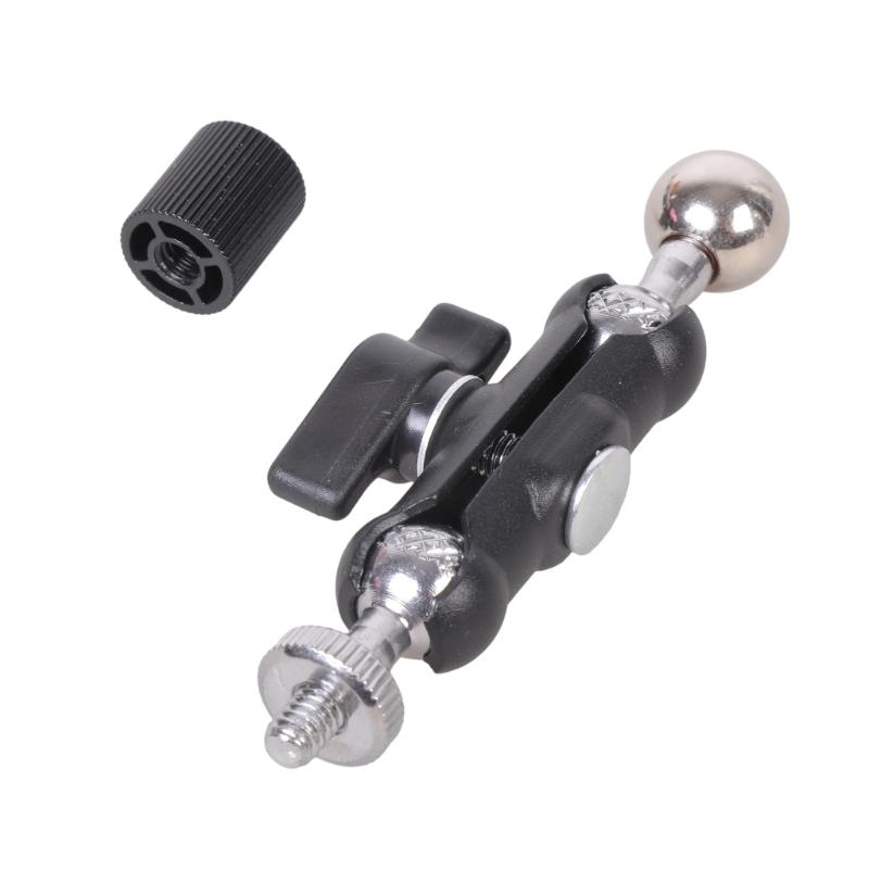 1/4inch Thread to 17mm Ball Head Joint Base Double Socket Arm Extension Arm Motorcycle Bike Phone Mount Camera Lighting
