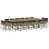 17 Piece Garden Dining Set with Cushions Gray Poly Rattan