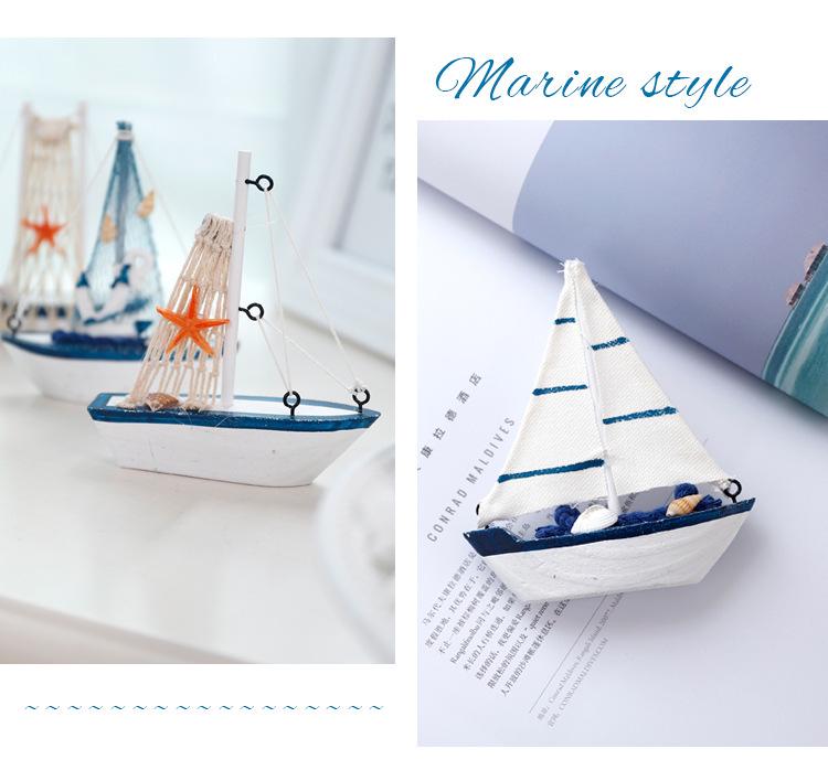 Mediterranean Wooden Sailboat Model Ornament