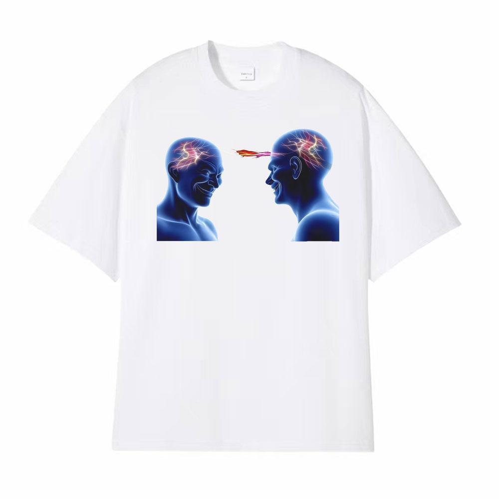 Telepathic Connection Shared Braincell Meme T Shirt Men Women Fashion Classic High Quality Tshirt Oversized Loose Tshirts Tops
