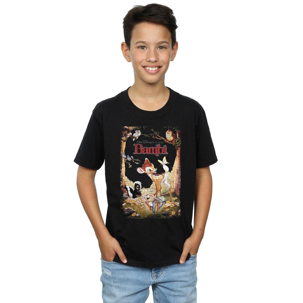 Disney Chłopięcy T-shirt z plakatem Bambi w stylu retro