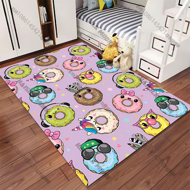 Cute donuts with playful personalities carpet Yoga living room room decor children's crawling mat doormat area rug