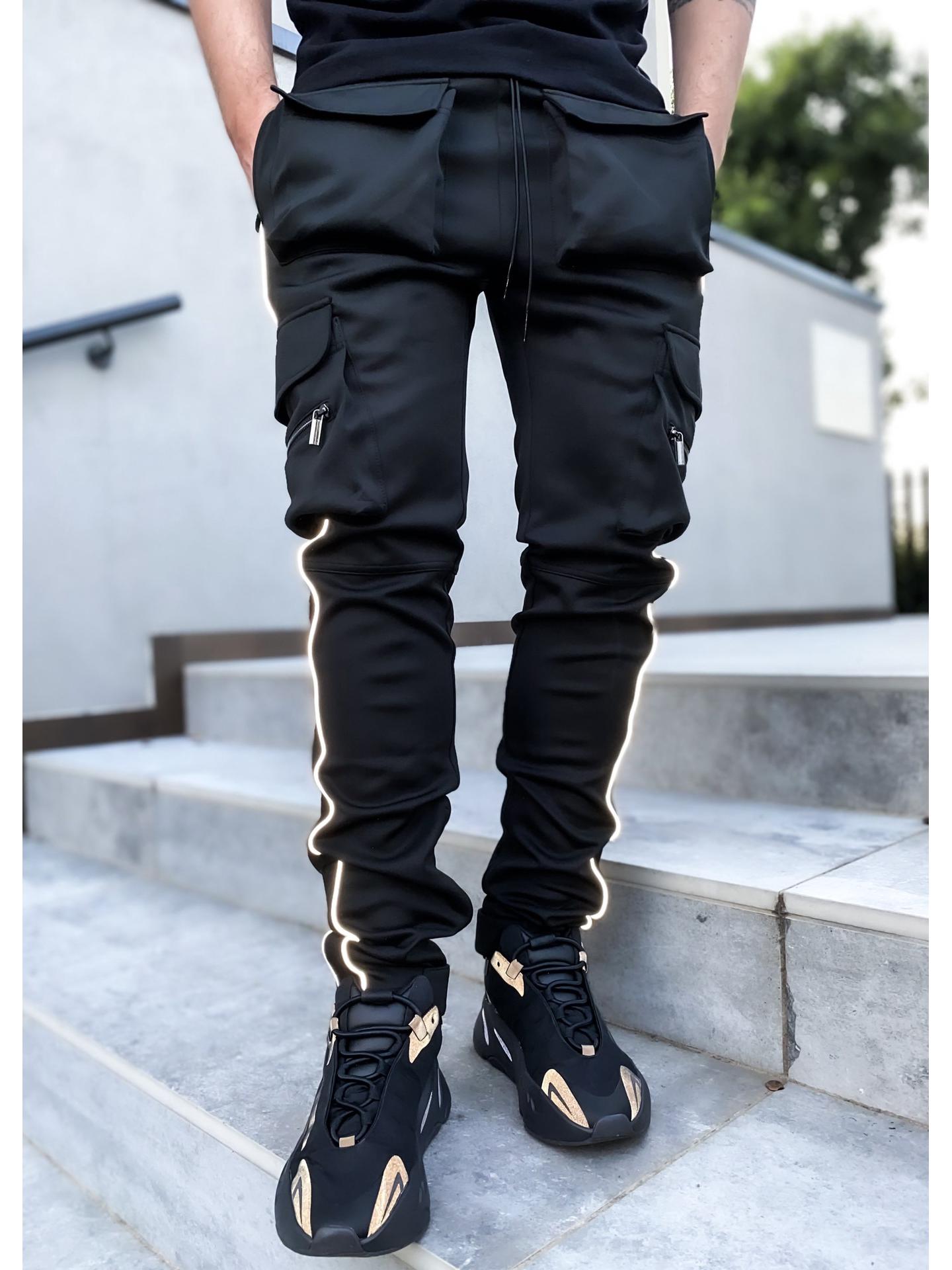 

Мужские модные рабочие брюки на шнуровке: Прочные, Многокарманные, С усиленной пяткой, Спортивные повседневные брюки прямого кроя 2XL