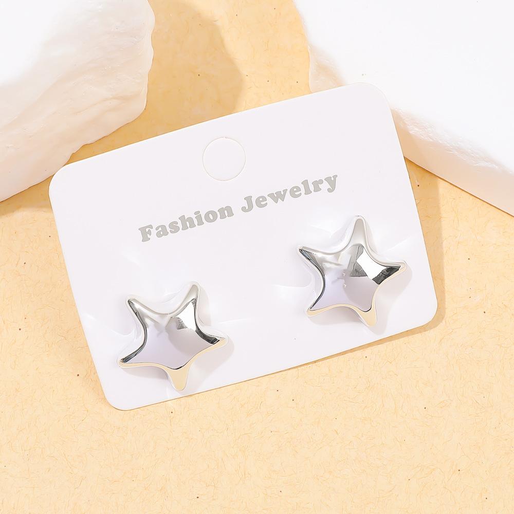 Love Acrylic Gold-plated Stud Earrings Are Fashionable, Simple and Sweet, Niche Design, Star Retro Earrings Set.