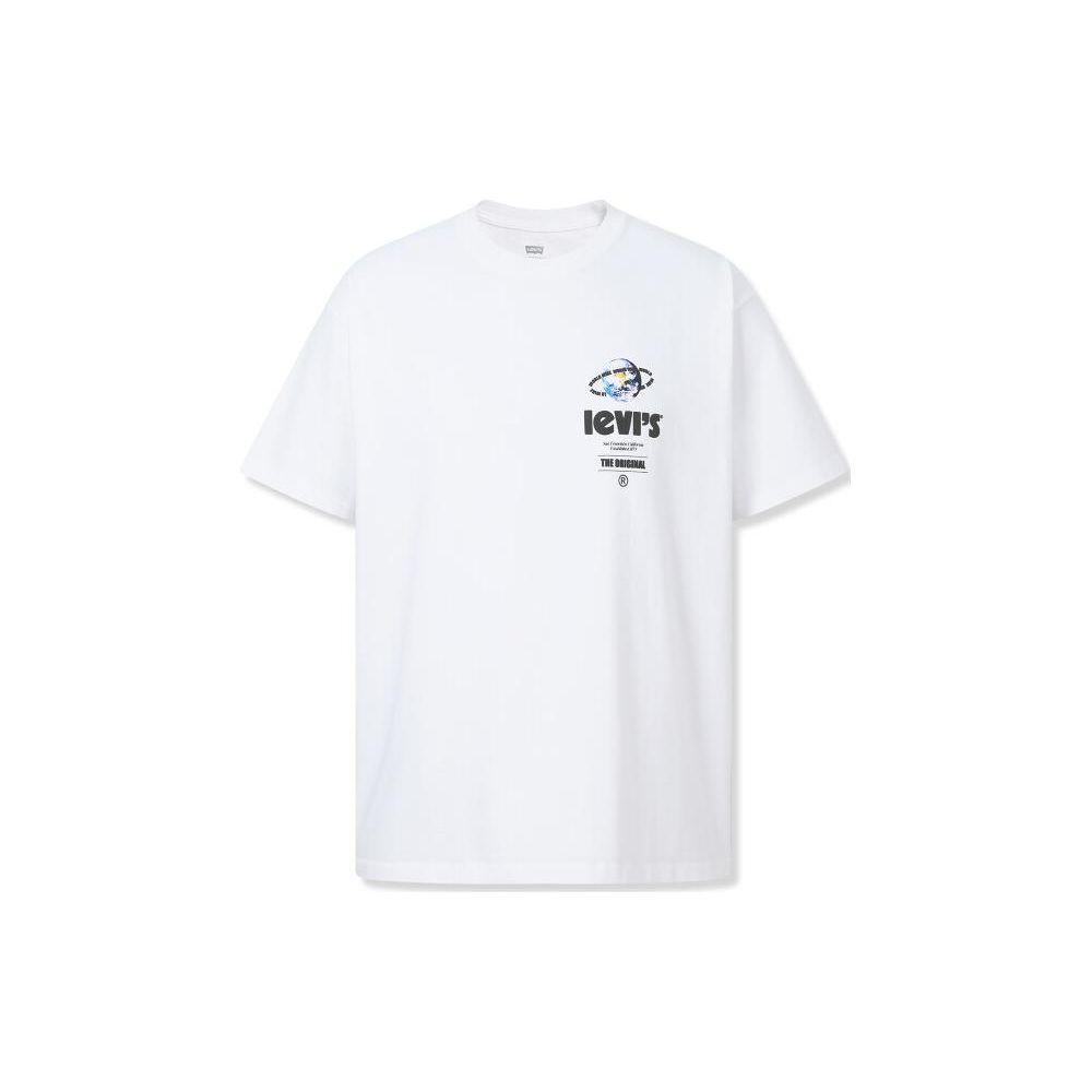 Levis Logo Loose Comfortable Crew Neck Short Sleeve T-Shirt Men Tops White 87373-0047