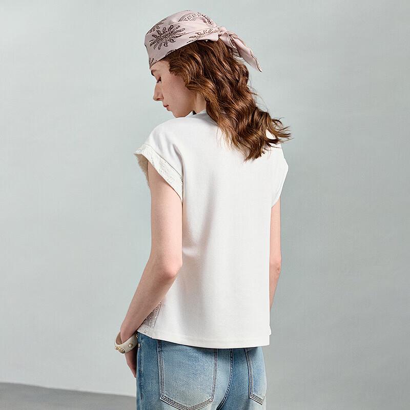 Chuyu Women's Lace Patchwork Short Sleeve T-shirt