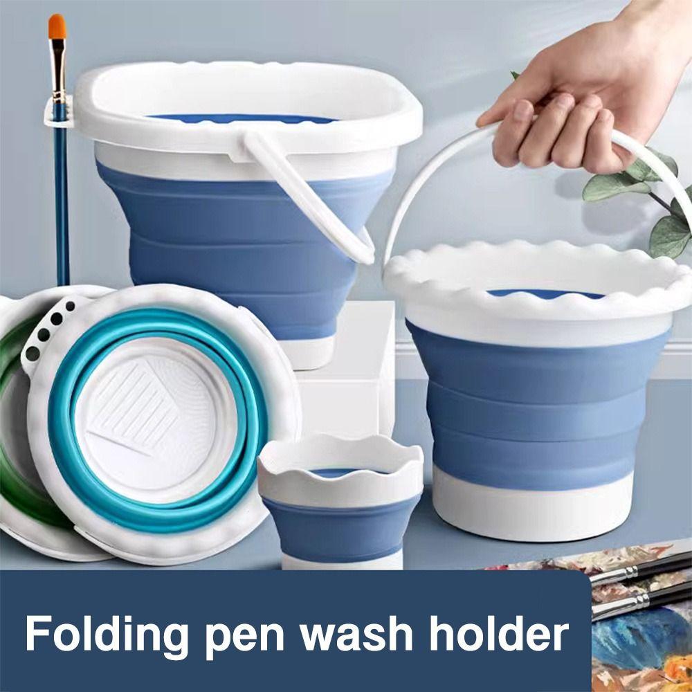 Portable Paint Brush Washing Bucket Silicone Paint Brush Washer Wash Pen Bucket  Students