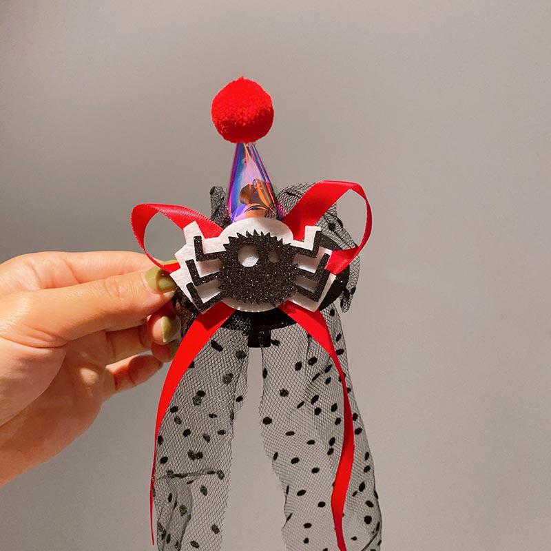 Halloween Wizard Veil Hair Clip with Bat and Pumpkin Headwear